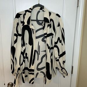 Abstract Black and White Women's Top